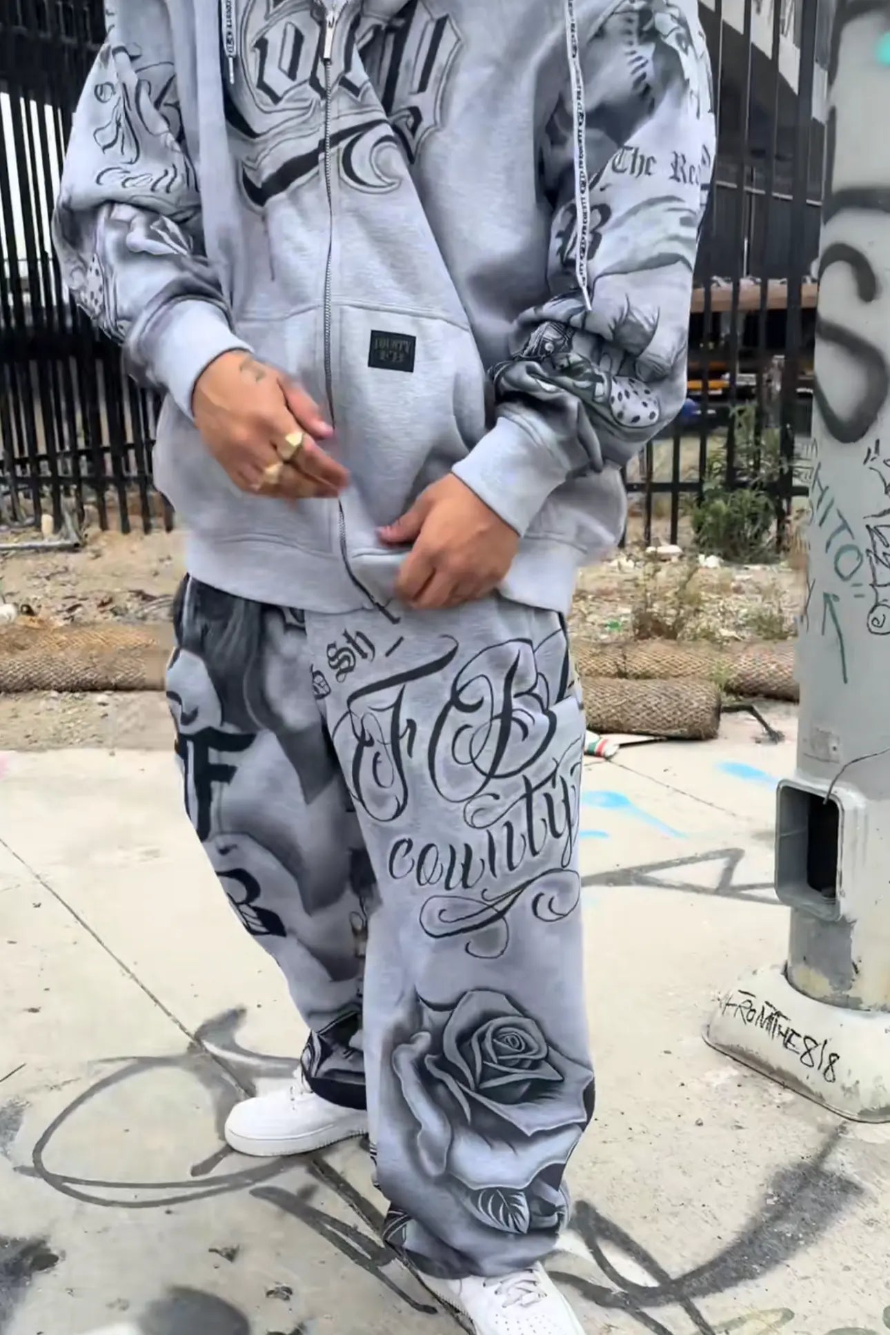 Ensemble Rose & Gris Tatoué