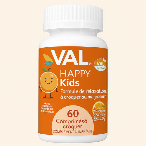 VAL Happy Kids – Magnésium à Croquer pour Enfants – Formule Apaisante et Relaxante | 60 Comprimés à Croquer