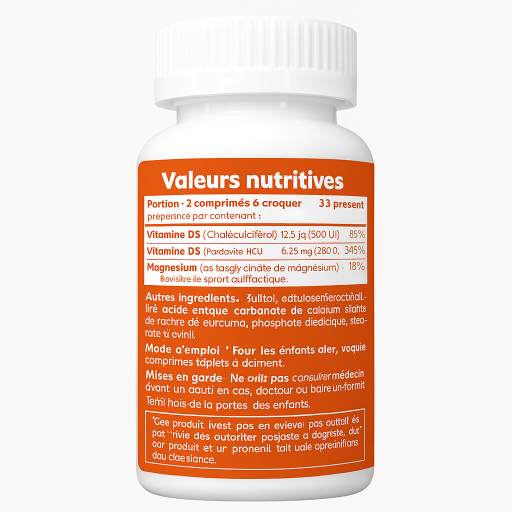 VAL Happy Kids – Magnésium à Croquer pour Enfants – Formule Apaisante et Relaxante | 60 Comprimés à Croquer