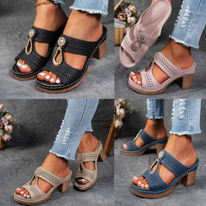 Élise - Sandales orthopédiques à talons en strass