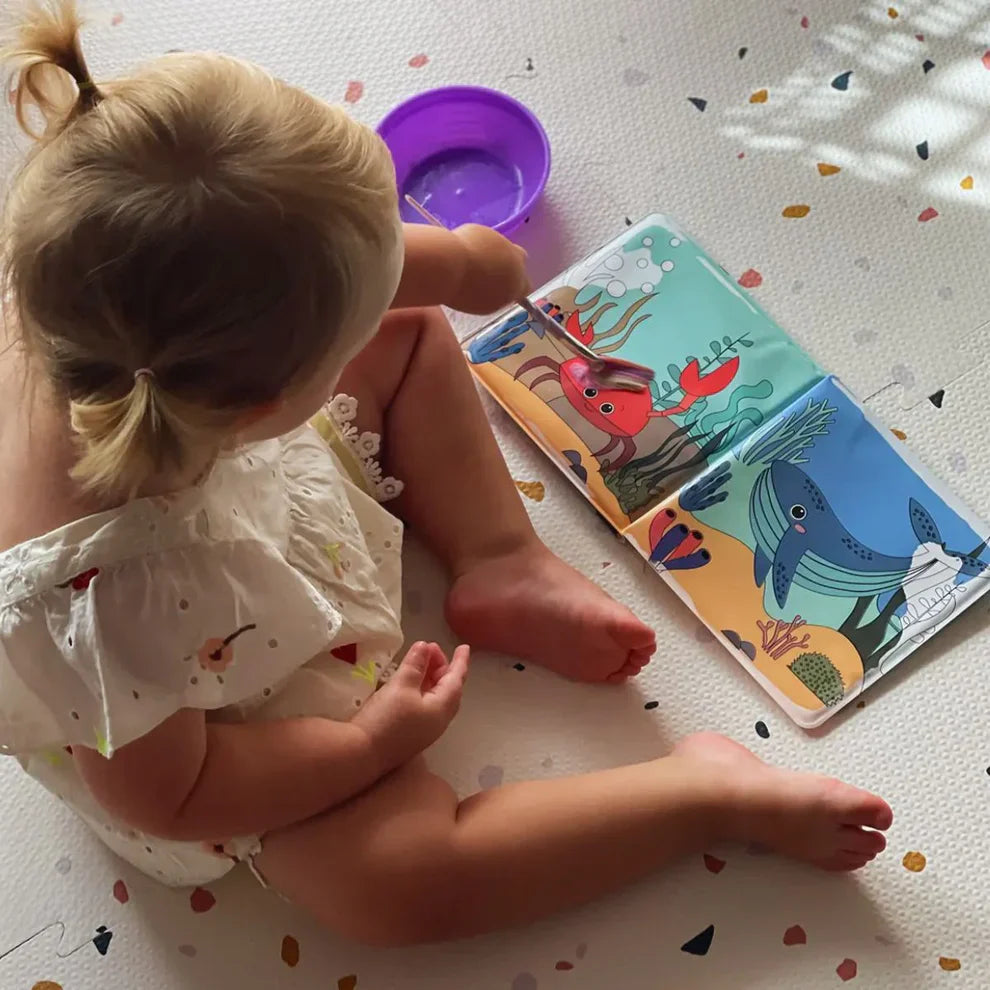 Coloriage à l'eau - Animaux marins, coloriage à l'eau, réutilisable (8 pages, 6-24 mois)