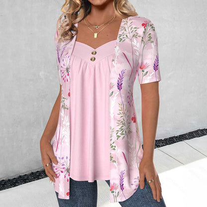 Blouse Élégante À Imprimé Floral