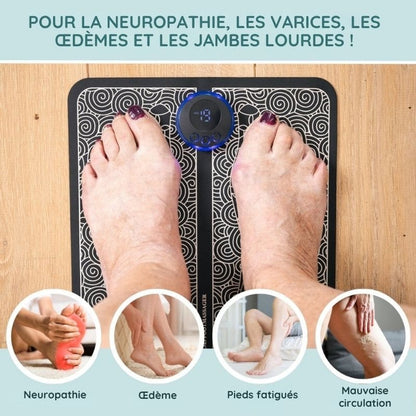 Tapis massant électrique EMS pour pieds gonflés & douloureux