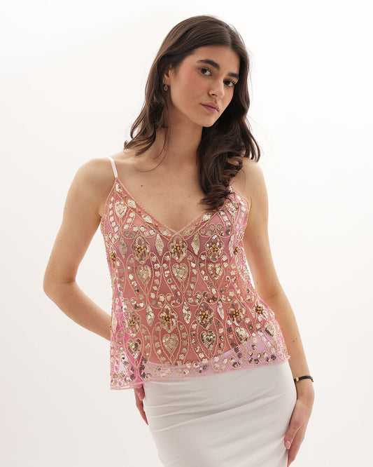 Top Orné Cristina – Rose