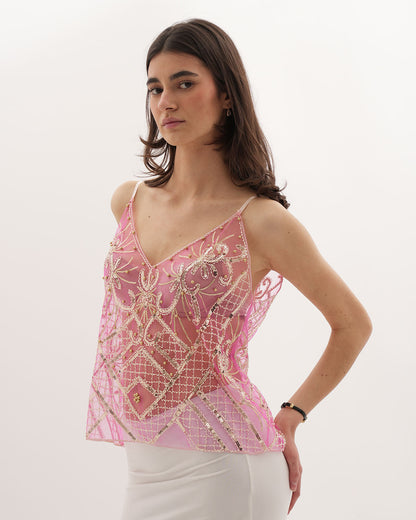 Top Orné Luna – Rose