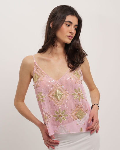 Top Orné Venecia – Rose Poudré
