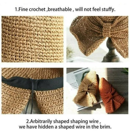 Chapeau de Soleil Pliable avec Nœud
