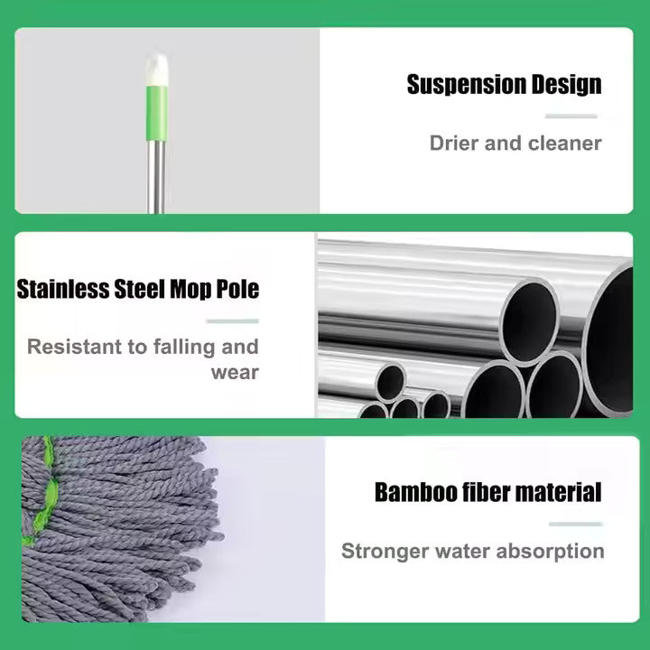 Claire - Mop microfibre 2 en 1 à enroulement automatique