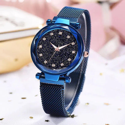 LuxMoon - Montre design en diamant avec bracelet en maille