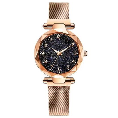 LuxMoon - Montre design en diamant avec bracelet en maille