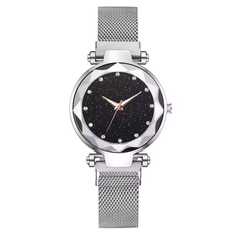 LuxMoon - Montre design en diamant avec bracelet en maille