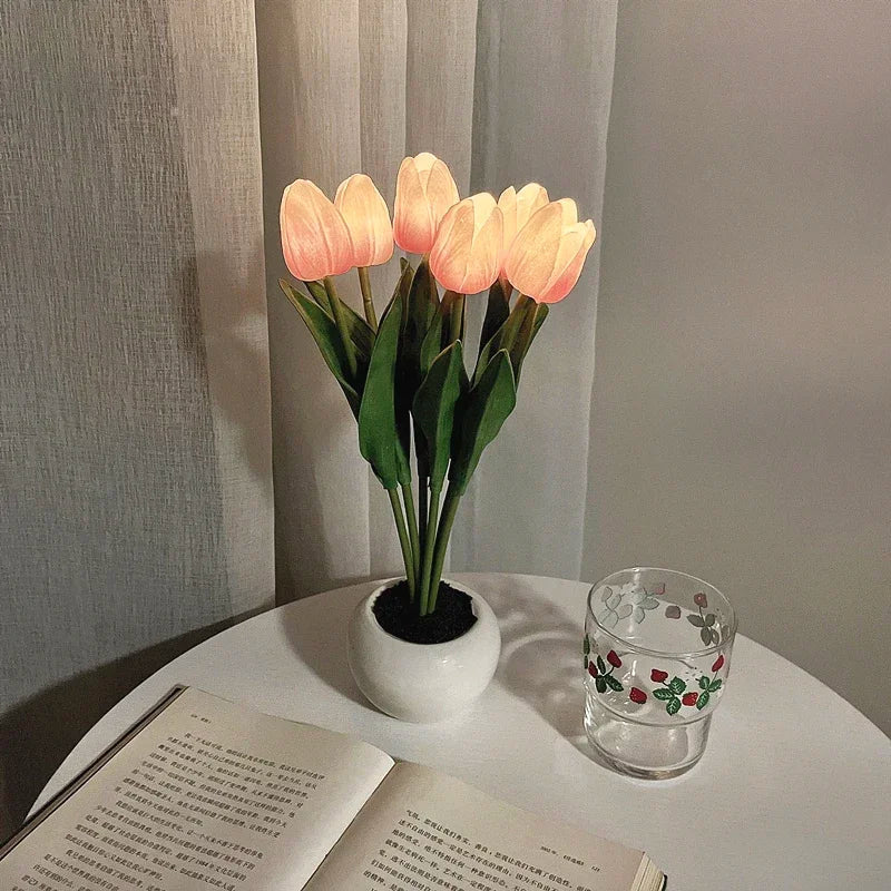 Lampe LED originale bouquet de tulipes