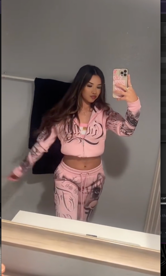 Ensemble Rose & Gris Tatoué