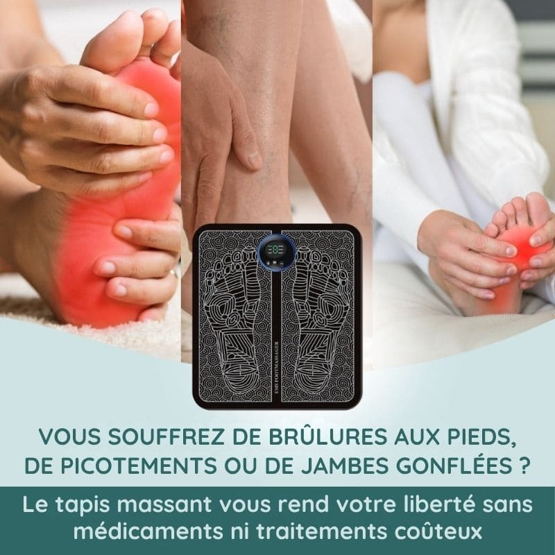 Tapis massant électrique EMS pour pieds gonflés & douloureux