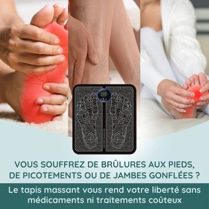 Tapis massant électrique EMS pour pieds gonflés & douloureux