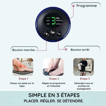 Tapis massant électrique EMS pour pieds gonflés & douloureux