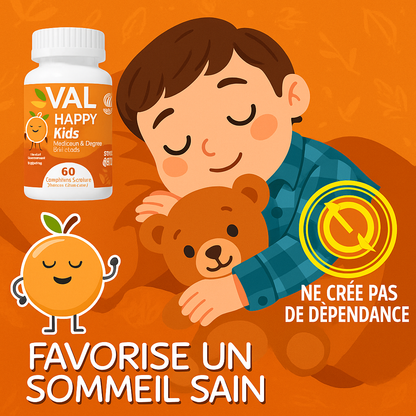 VAL Happy Kids – Magnésium à Croquer pour Enfants – Formule Apaisante et Relaxante | 60 Comprimés à Croquer