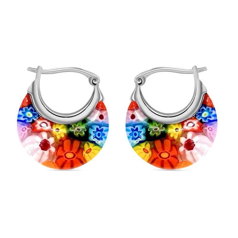 Boucles d'oreilles Huggie multicolores style Murano