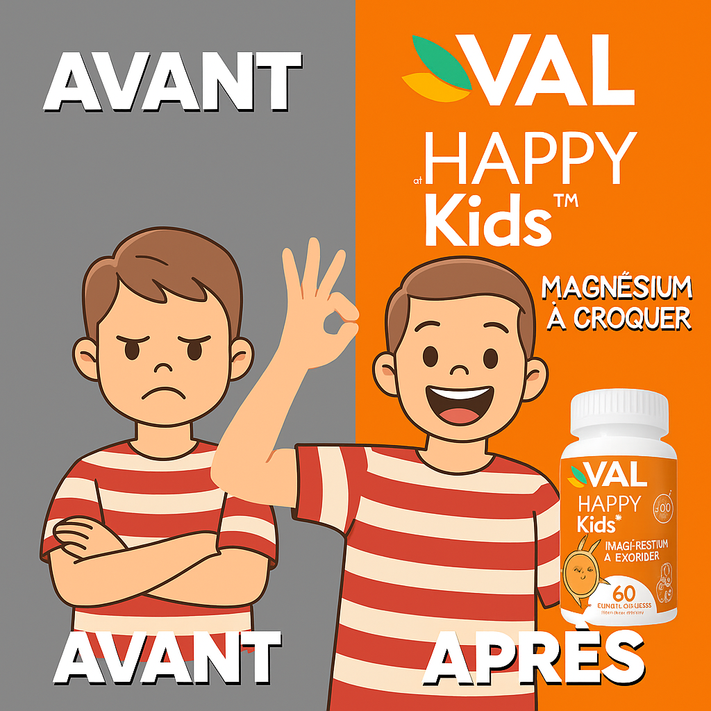VAL Happy Kids – Magnésium à Croquer pour Enfants – Formule Apaisante et Relaxante | 60 Comprimés à Croquer