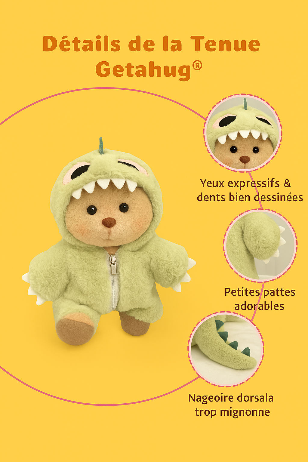 Getahug Ours Dino En Peluche | Ours Articulé Fait Main